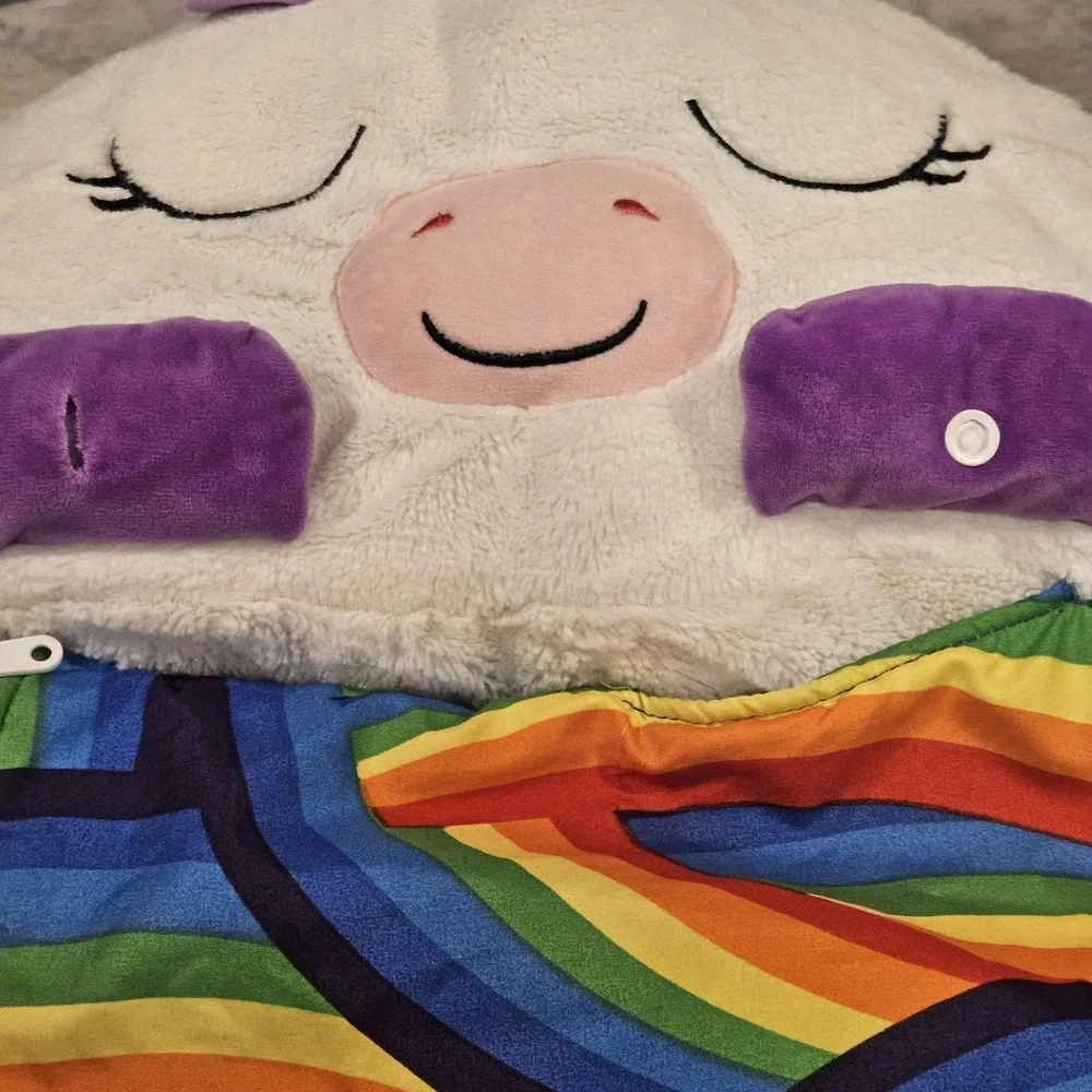 Happy Nappers Unicorn & Shark Sleeping Bag Plush Pillow Kids Nap Mat Bundle READ